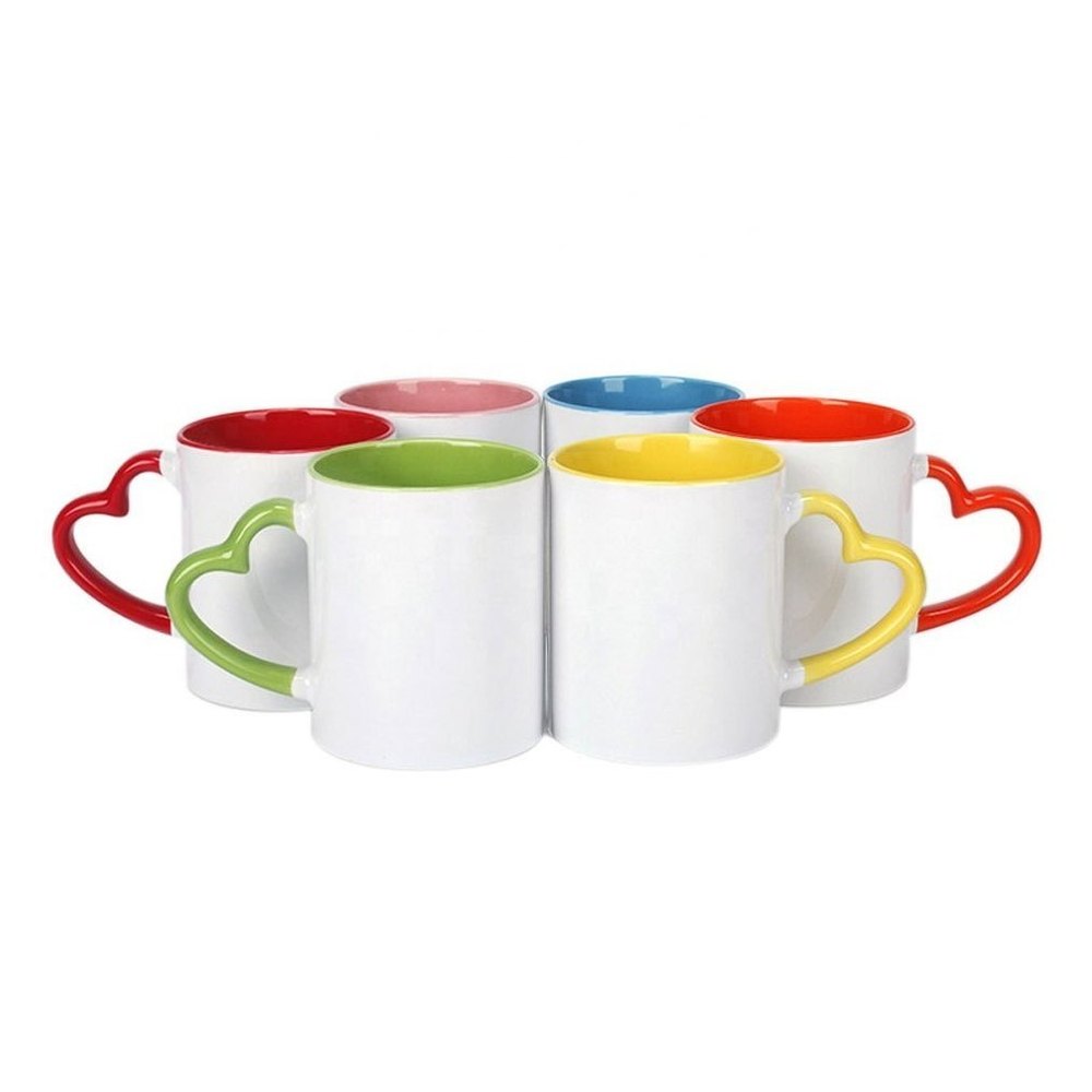 Colored heart handle mug